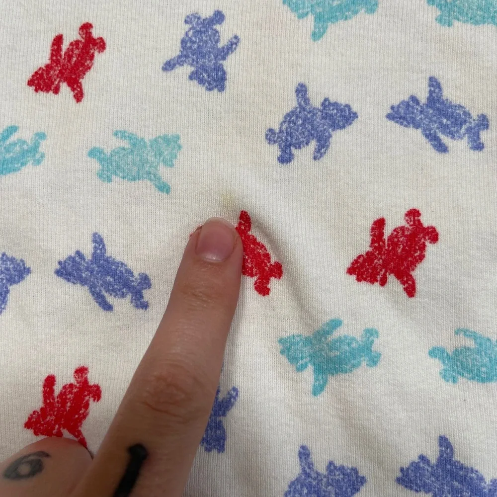 Vintage Winnie the Pooh‎ One Piece Bodysuit Outfit Red Blue All Over Print 0-3M